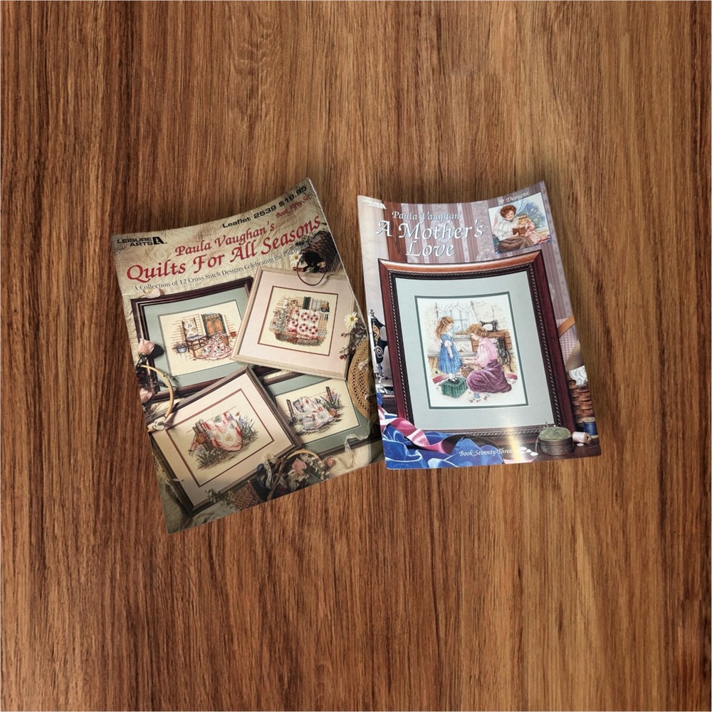 Two Leisure Arts books featuring designs by Paula Vaughan
